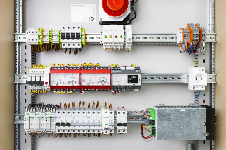 Wnętrze gotowej tablicy sterowniczej z produktami Innovation Vent